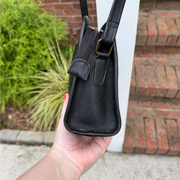 Vintage 90s Black Real Leather Shoulder Handbag Swagger Bag - Picture 4 of 12